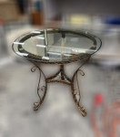 台北二手家具買賣 推薦 泰山宏品中古傢俱館 *E70908*玻璃小圓桌* 二手餐桌 休閒桌椅 茶几 書桌 家電新竹桃園