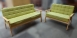 台北二手家具 泰山宏品二手家具館 A110601*綠色2+3皮沙發* 二手客廳家具買賣推薦 木沙發 布沙發 客廳桌椅