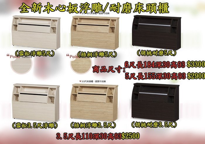 【台北二手家具】宏品PN2502AJI*全新梧桐浮雕5尺床頭櫃*木心板材質/斗櫃/展示櫃 各式家具家電4折買賣