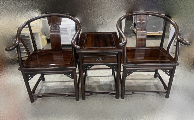 【台北二手家具宏品】優質二手家具家電 泰山宏品二手家具賣場A72706 *黑檀木公婆椅(一桌2椅)* 仿古組椅 家具柚木