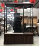台北二手家具買賣 推薦 泰山宏品中古傢俱館 D010917 * 胡桃色玻璃展示櫃 *二手中古 展示櫃 收納櫃 邊櫃 酒櫃