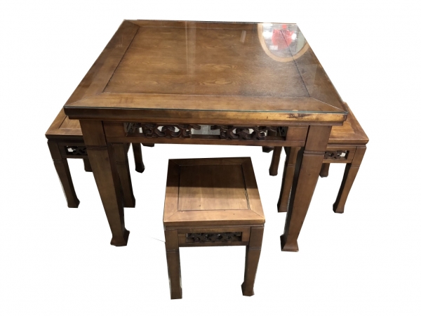 台北二手家具買賣 推薦 泰山宏品中古傢俱館* E32014*實木餐桌+4餐椅* 二手中古 餐桌 邊桌 茶几 書桌