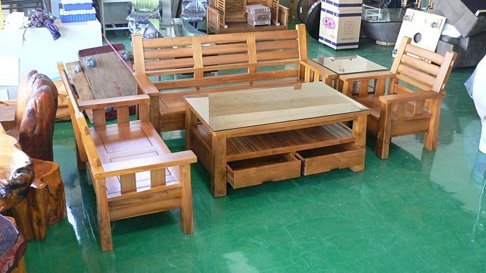 樂居二手家具台中二手傢俱賣場TK4001*豪邁掀蓋全新日式柚木組椅*木頭