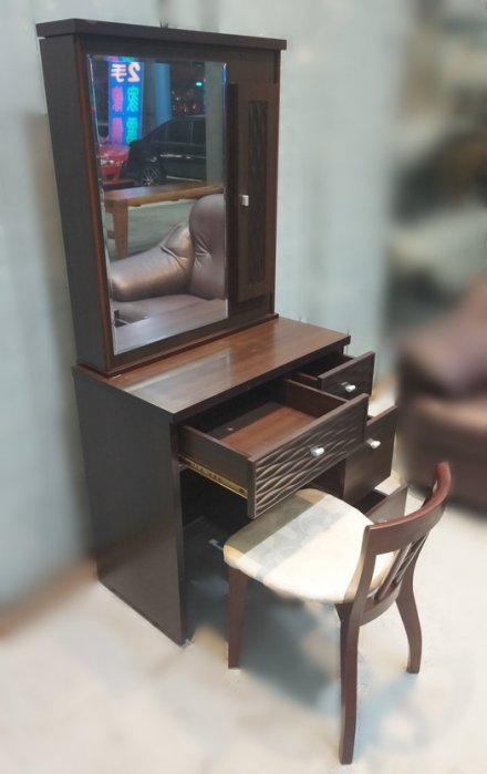 【樂居二手家具館】(中)2手B11145*胡桃化妝鏡台+椅 梳妝鏡台 客廳家具 庫存臥室傢俱拍賣床組 床箱 床底 床板