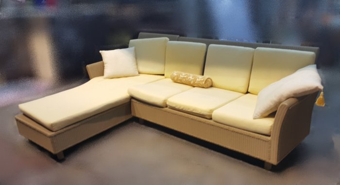 樂居二手家具 全新中古傢俱家電 A713AJJH 藤編L型沙發*布沙發 藤椅 藤沙發 客廳桌椅 台北桃園新竹苗栗彰化南投