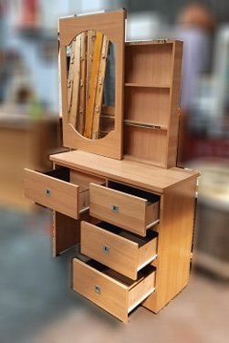 樂居二手家具 便宜2手傢俱拍賣 B324BJJC原木色四抽化妝台 中古鏡台 化妝桌 梳妝台 中古臥室家具 台北新竹台中