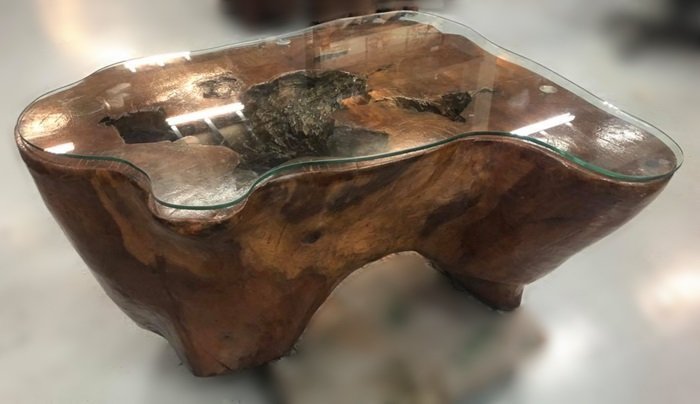 台中二手家具買賣 推薦西屯樂居(中)中古傢俱館LG111272*原木玻璃小泡茶桌* 藝品/字畫/木雕/原木家具 中古買賣