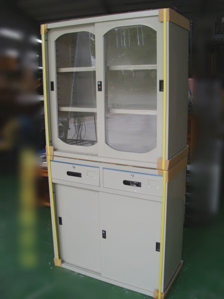 樂居二手家具(北) 便宜2手傢俱拍賣EA21-813*3X6中二抽屜辦公鐵櫃 文件櫃* 玻璃櫃 文件櫃 書櫃 收納櫃