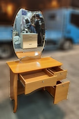 樂居二手家具 便宜2手傢俱拍賣 B0323BJJ 原木色化妝台 穿衣鏡台 臥室傢俱 床組床墊床架床底床板 台北台中新竹