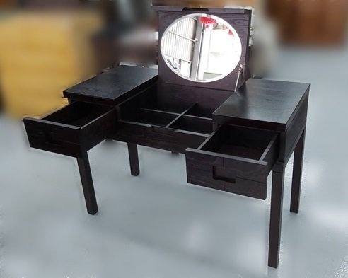 樂居二手家具(北) 便宜2手傢俱拍賣B81201*深胡桃上掀化妝台* 鏡台 梳妝台 化妝桌椅 二手臥室家具