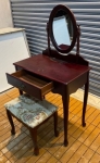 台中二手家具逢甲 樂居全新中古傢俱 B1218HJJ 胡桃化妝桌+椅 梳妝桌 鏡台 臥室家具拍賣床頭 床墊 床箱 掀床
