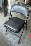 樂居二手家具 C930DJ 黑皮折合椅 餐椅 洽談椅 辦公椅 書桌椅 摺疊椅 會議椅 2手桌椅【全新中古傢俱家電】