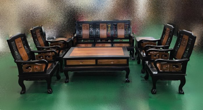 樂居二手家具生活館(中) 台中全新中古傢俱買賣 OP-0072EJE*庫存8件原木紫柚麒麟組椅 木板椅 木頭沙發*