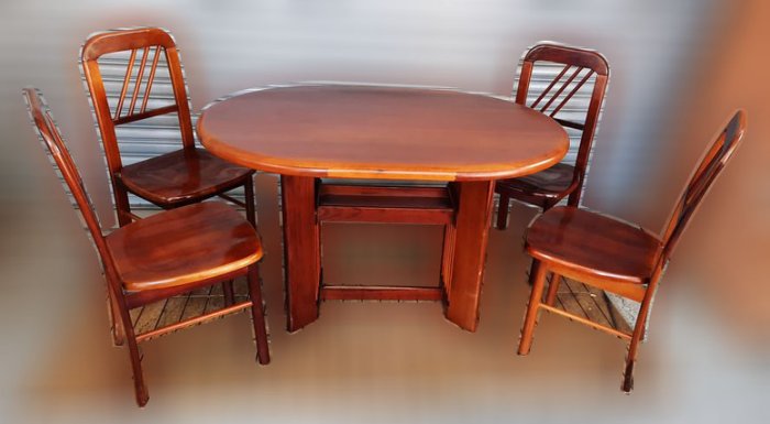 樂居二手家具 便宜2手傢俱拍賣 A1009GJJ 柚木色餐桌+4椅 洽談桌 會議桌 辦公桌 電腦桌書桌 台北桃園台中新竹