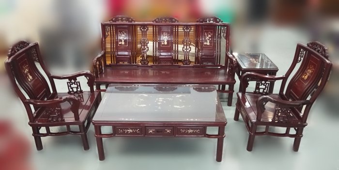 宏品二手家具大里 RW70211*花梨木5件式古董椅*全新中古傢俱家電 2手桌椅 滿千送百豐富喜悅 台北桃園新竹苗栗